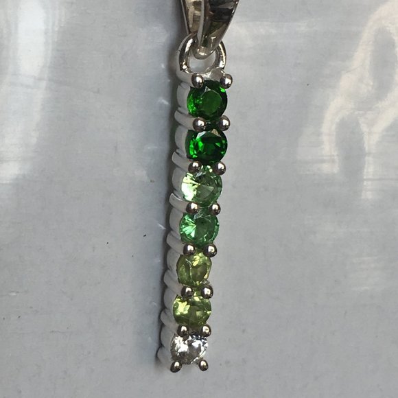 Genuine Gems Green Ombre Pendant .925 Silver Tsavorite Peridot Chrome Diopside - Picture 7 of 16